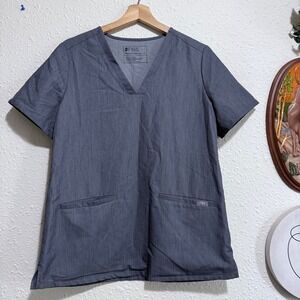 FIGS Technical Collection women's M Heather Gray Scrub‎ Top Medical #1659